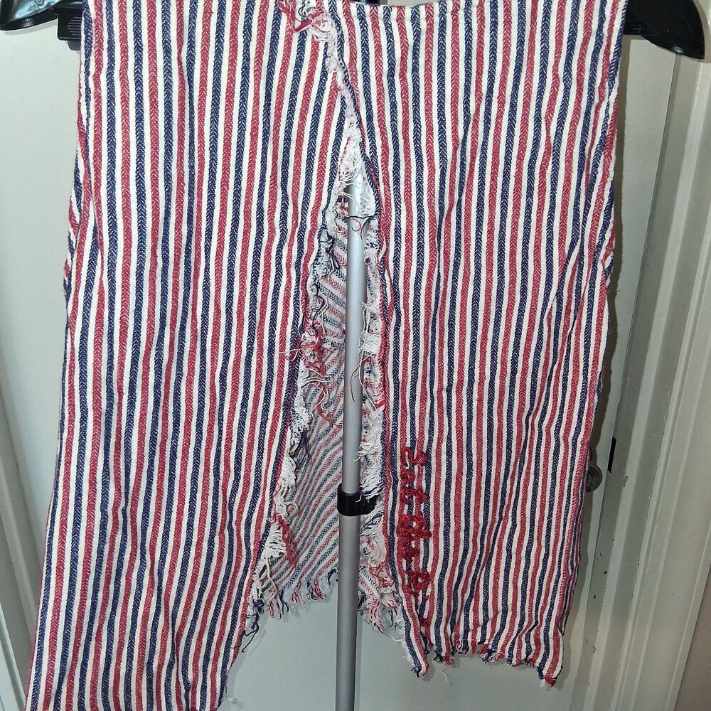 Indigo Rein Sleeveless Split-Back Fringe Top XL Patriotic Festival Eat the Rich - Picture 6 of 10